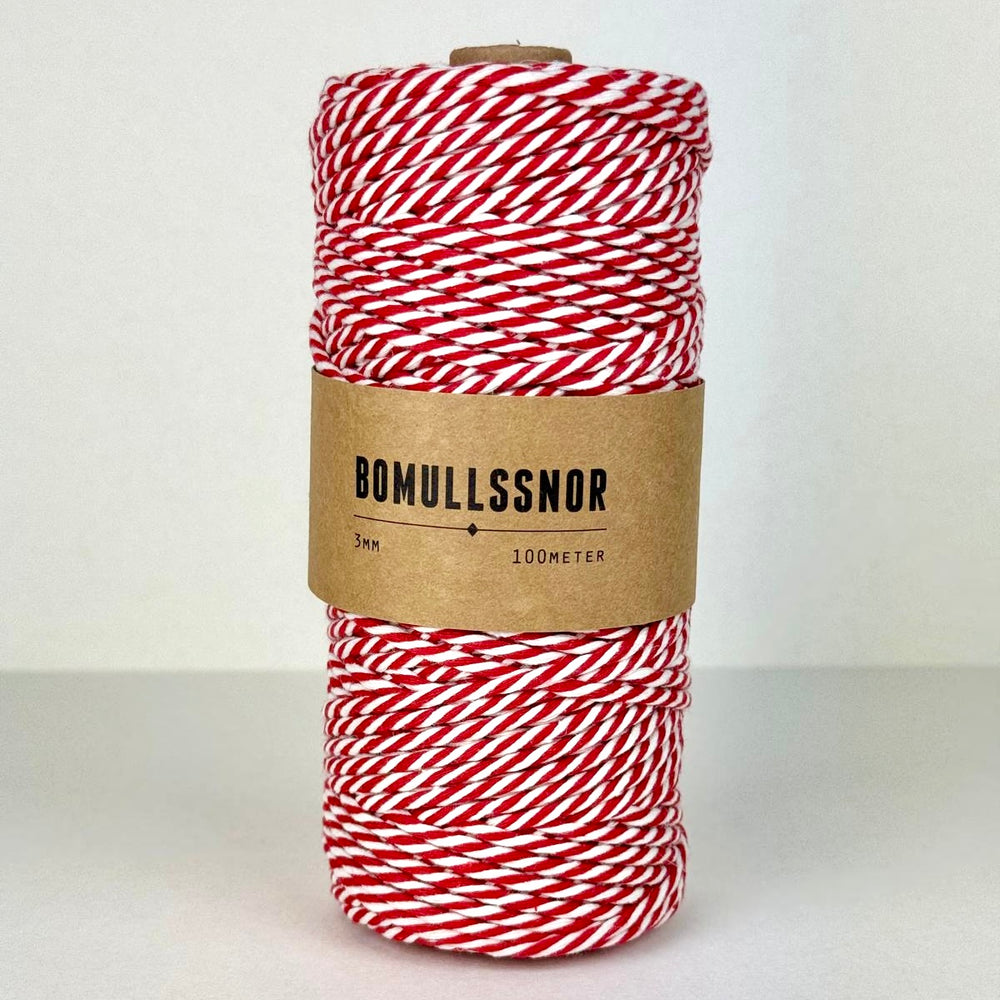 
                      
                        Bomullssnor ∙ 3 mm x 100 m ∙ Rød/Hvit
                      
                    