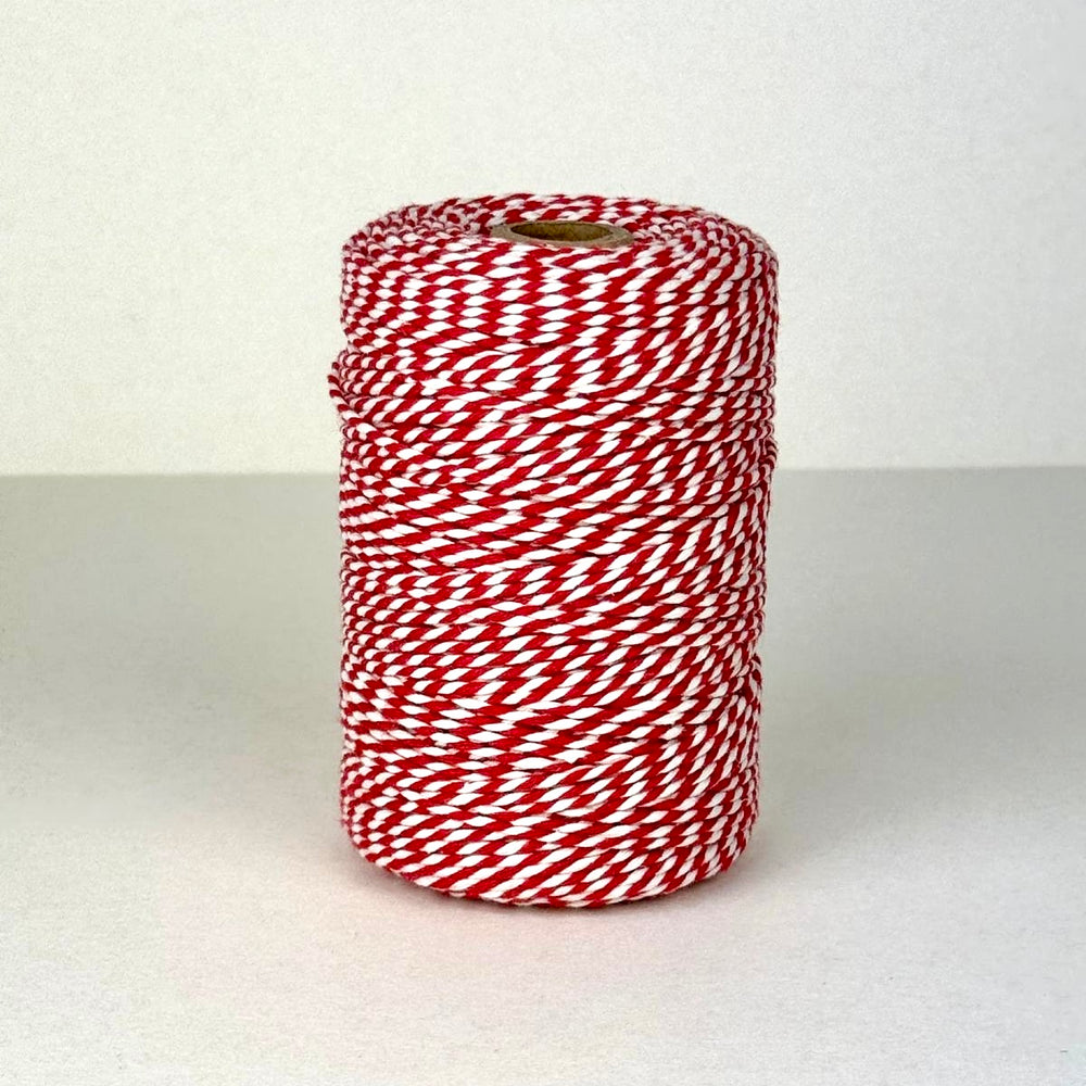 Bomullssnor ∙ 1,5 mm x 100 m ∙ Rød/Hvit