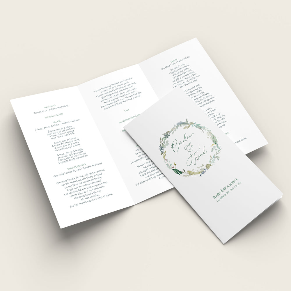 Vielsesprogram A4 (Trifold) ∙ CAROLINE