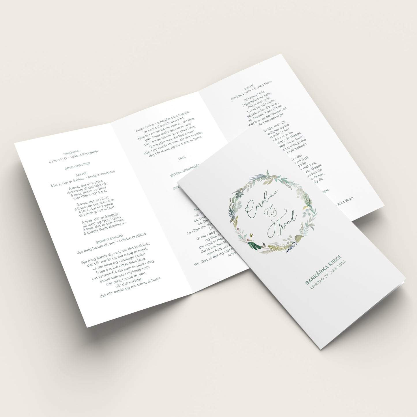 Vielsesprogram A4 (Trifold) ∙ CAROLINE